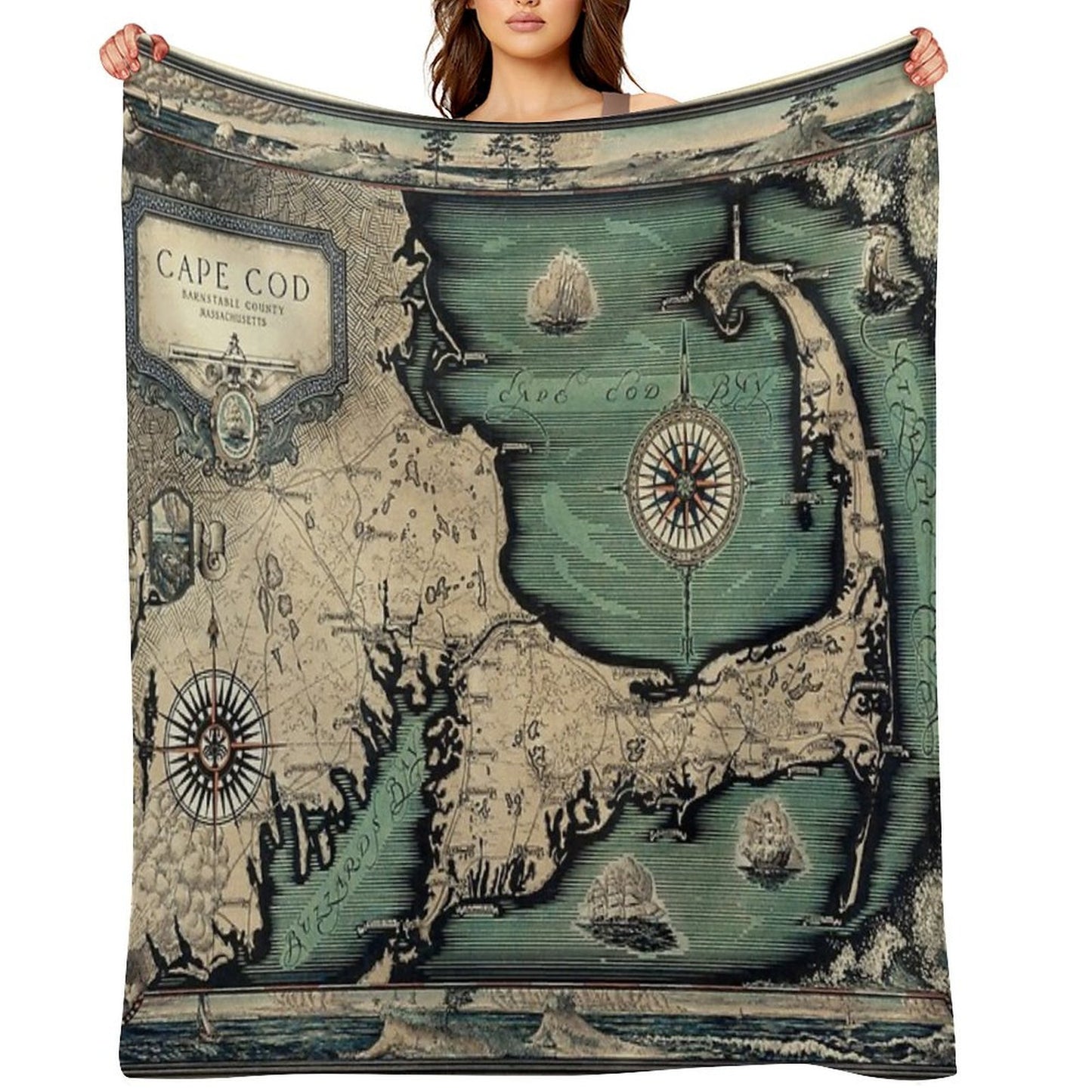 1931 Vintage Map. Cape Cod  Barnstable County Massachusetts Eco-conscious Throw Blanket