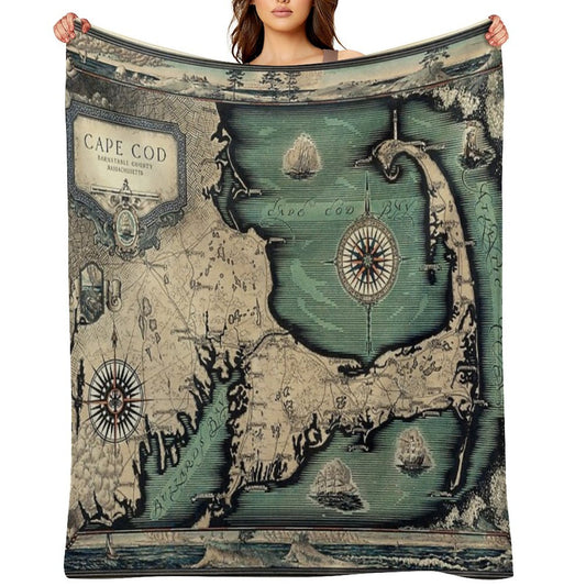 1931 Vintage Map. Cape Cod  Barnstable County Massachusetts Eco-conscious Throw Blanket