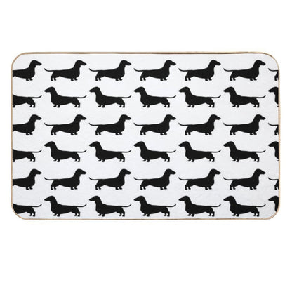 Dachshund Dog Silhouette(s)  Smooth Coated Wiener Dog  Fade-Resistant Bath Mat