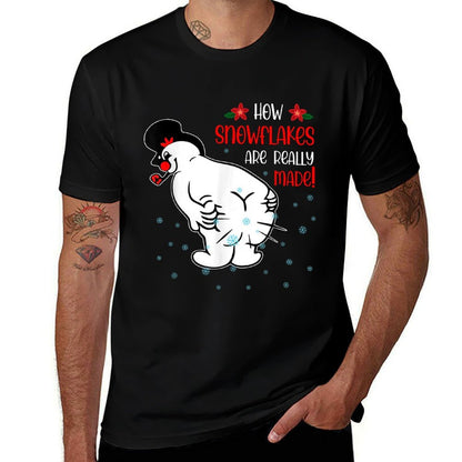Funny Snowman How Snowflake Are Really Made Christmas Cutome  Ribbed Collar T-Shirt