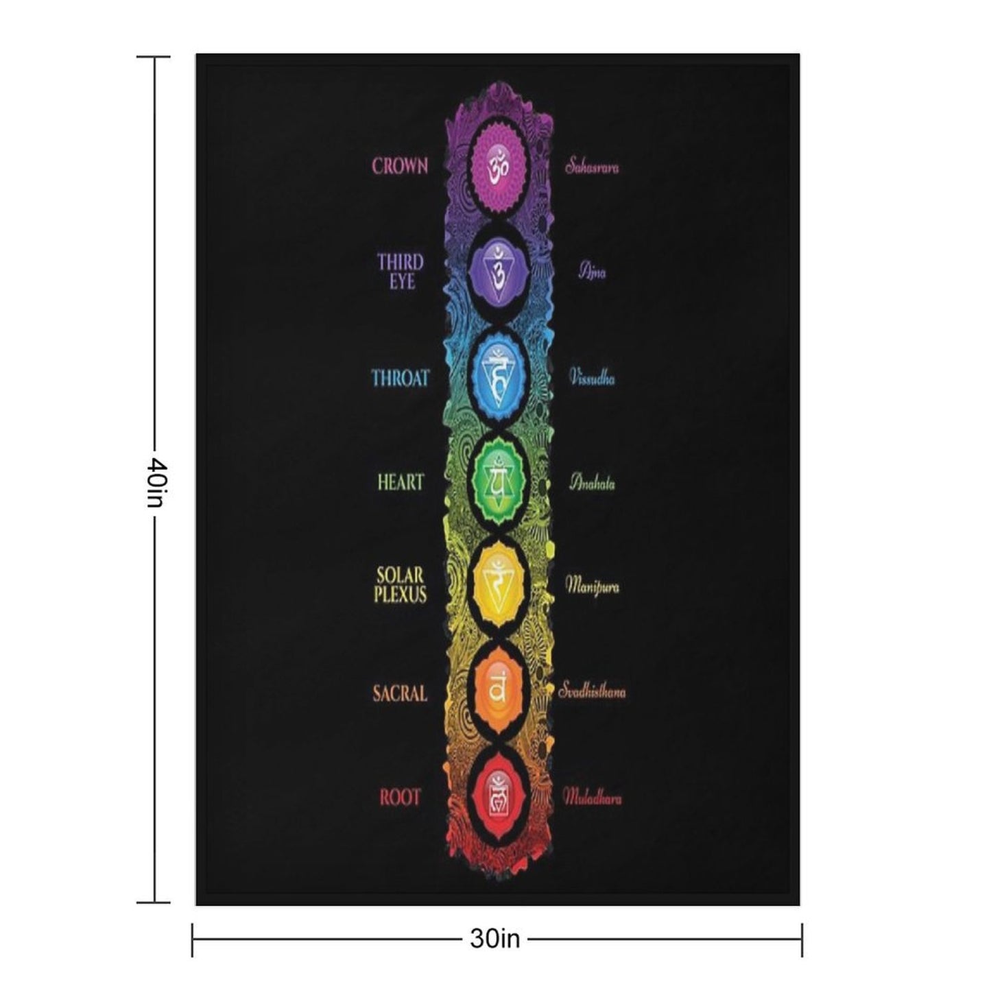 7 Chakra Symbols & Names - 62 VTBBG Shrink-resistant Throw Blanket