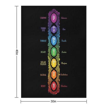 7 Chakra Symbols & Names - 62 VTBBG Shrink-resistant Throw Blanket