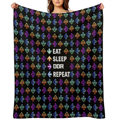 Eat. Sleep. DDR. Repeat. - White Machine-washable Throw Blanket
