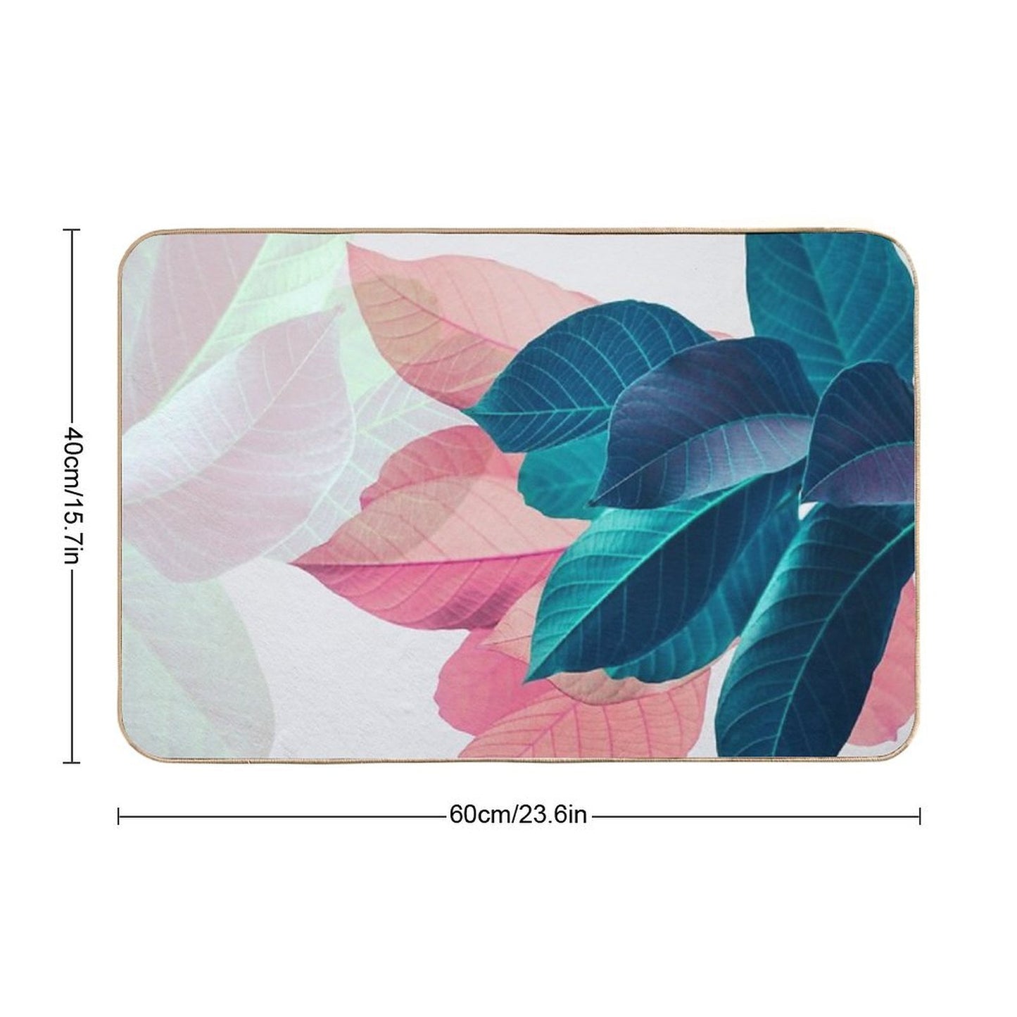 Blue Pink Plant Leaf  Dirt-Trapping Bath Mat