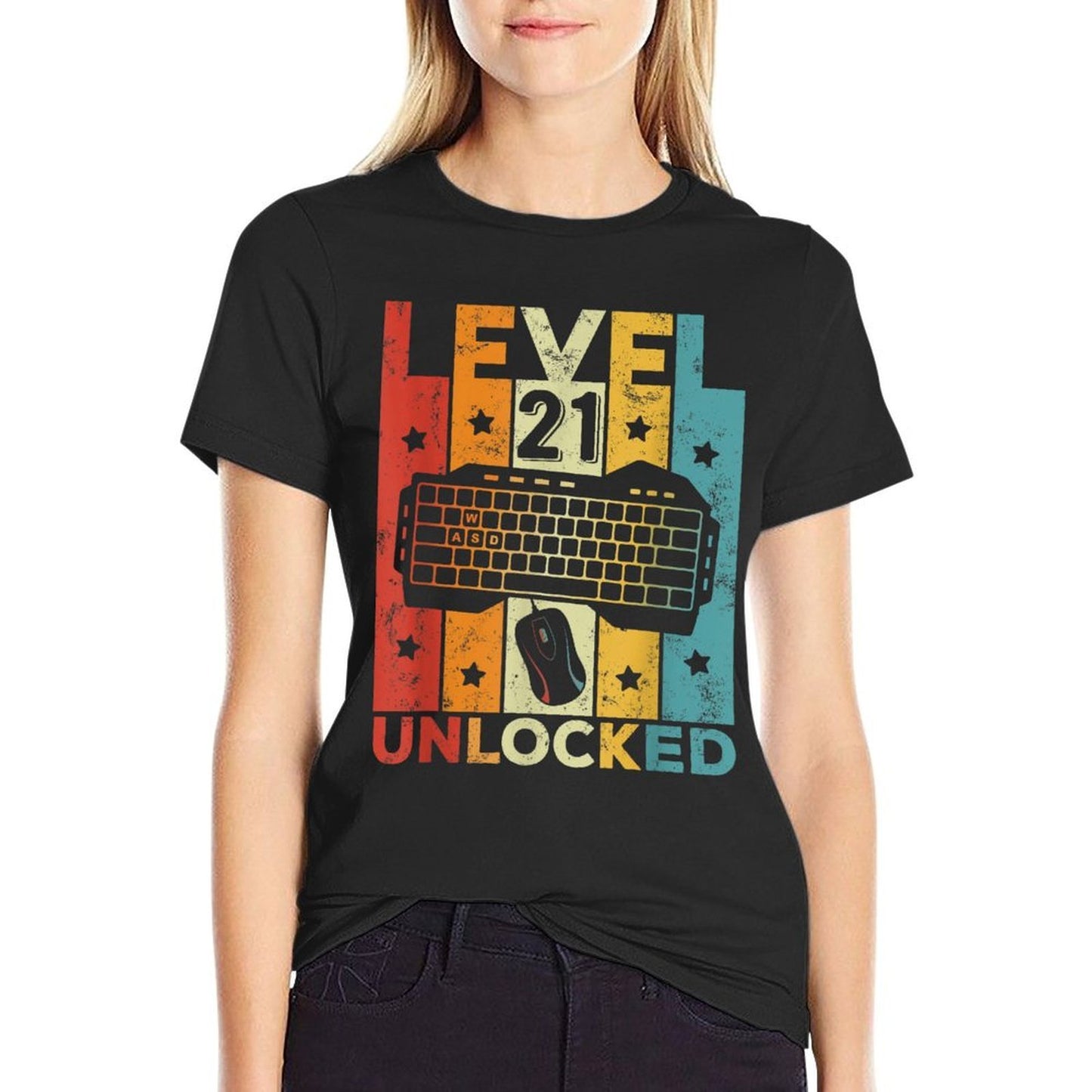 Level 21 Unlocked Gaming Keyboard 21st Birthday Men Women  Soft T-Shirt