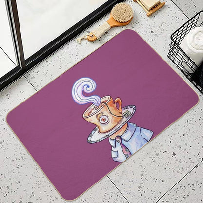Tea Cup Man Watercolor  Easy Maintenance Bath Mat