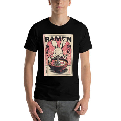 Anime Rabbit Manga Kawaii Otaku Neko Japanese Ramen Rabbit  Durable T-Shirt