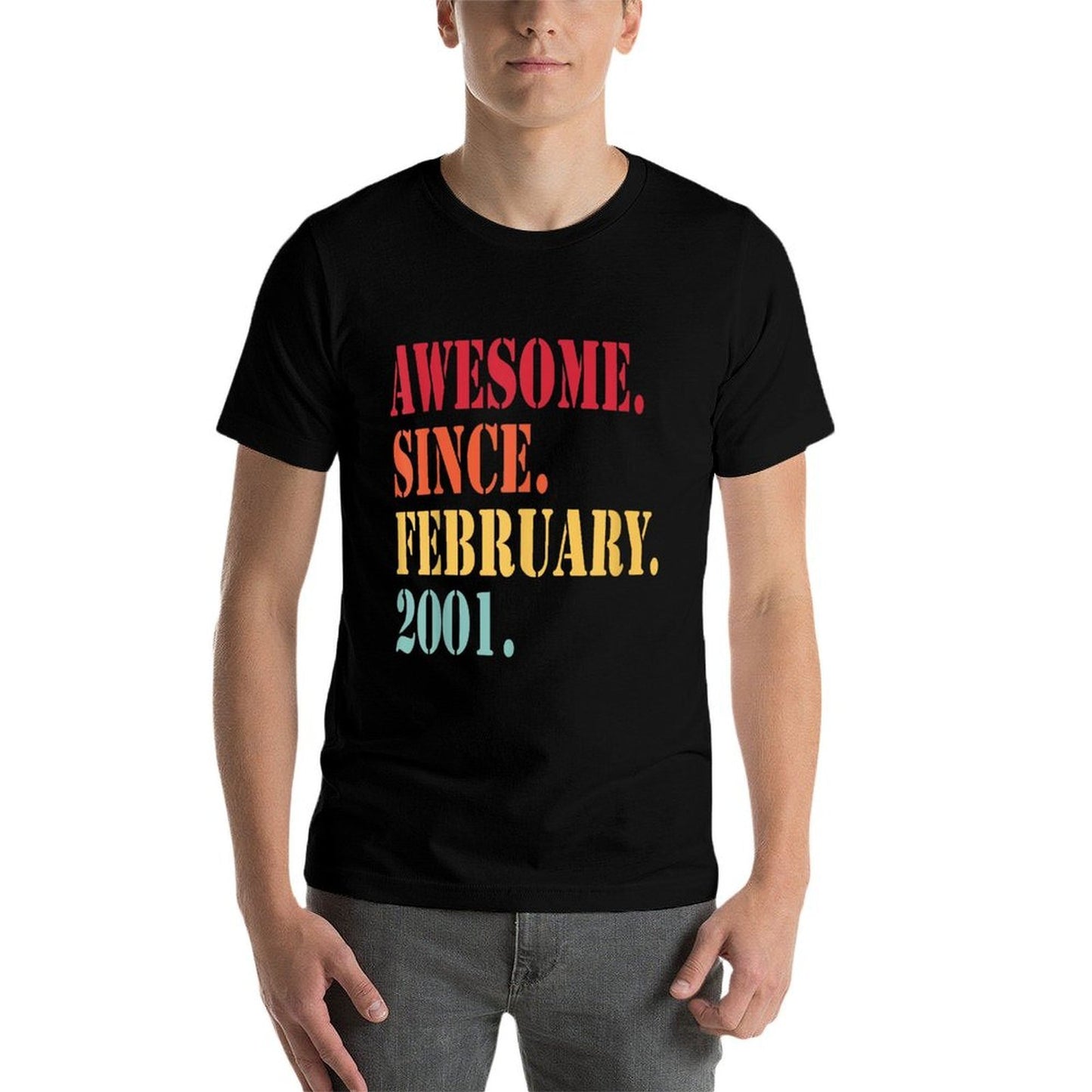 Awesome Since February 2001 For 21 Year Old - 21st Birthday  High-quality Stitching T-Shirt