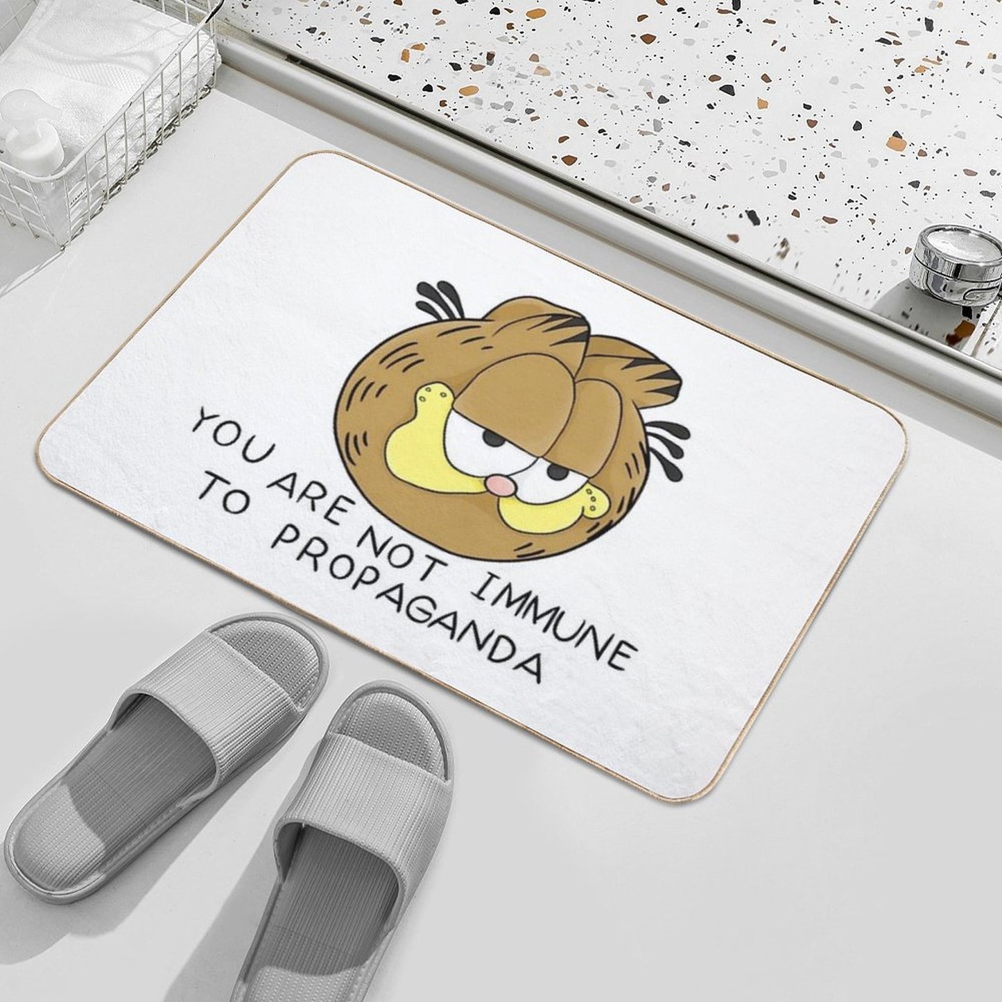Garfield You Are Not Immune to Propaganda HD  Fade-Resistant Bath Mat