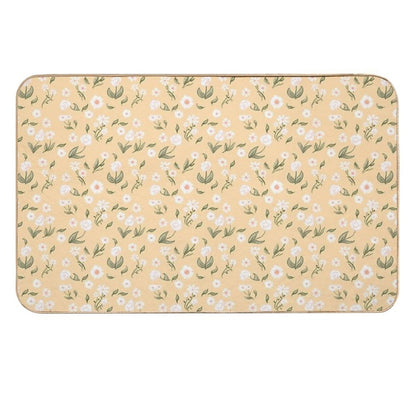 White Flowers Pattern  Odorless Bath Mat