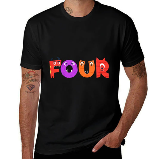 Kids Four Years Old Birthday Monster Themed Birthday Party  Summer-ready Fabric T-Shirt