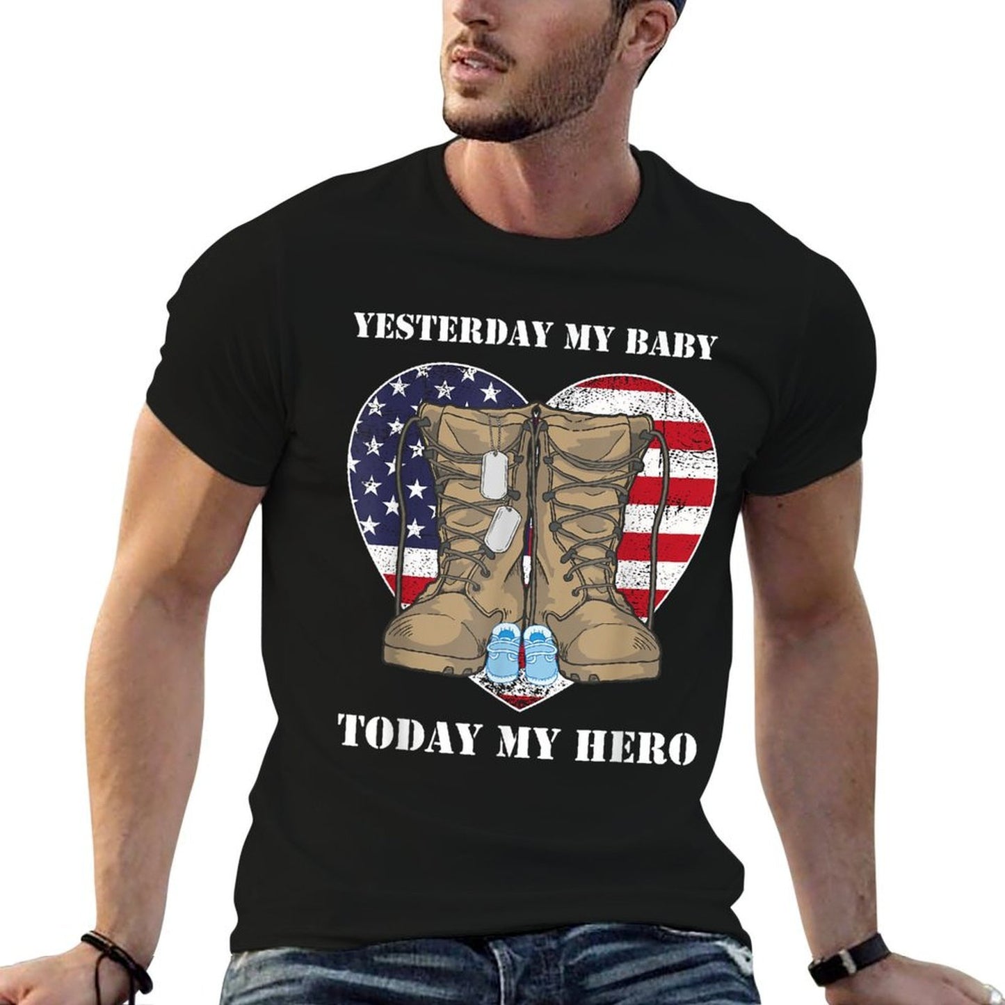 Yesterday My Baby Today My Hero Proud Military Parents Mom  Lightweight T-Shirt