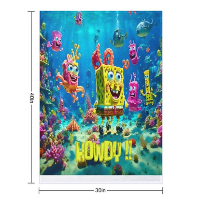 Ai SpongeBob Ocean Scene Sustainable Throw Blanket