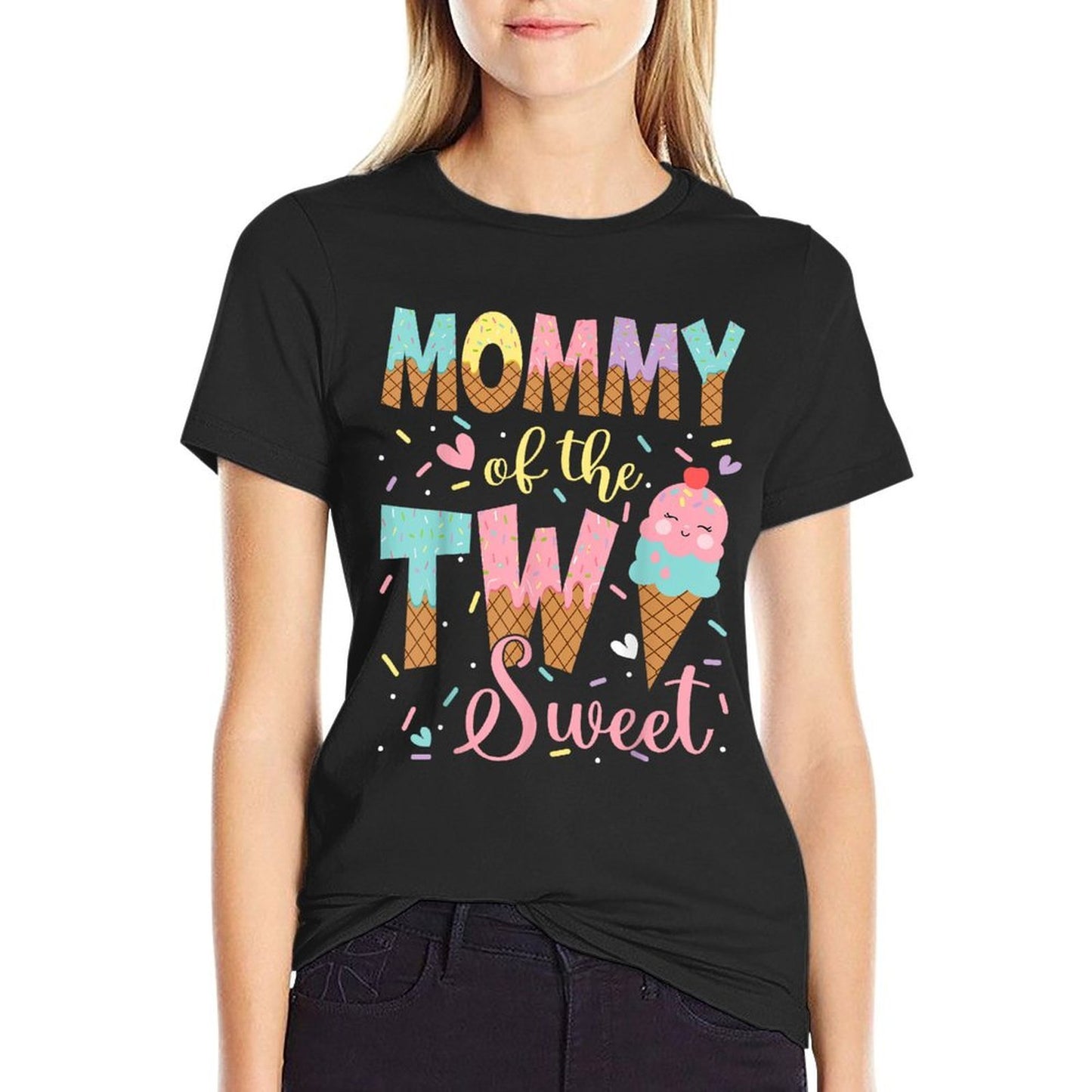 Mommy Of The Two Sweet 2Nd Birthday Girl Ice Cream  Odor-resistant T-Shirt