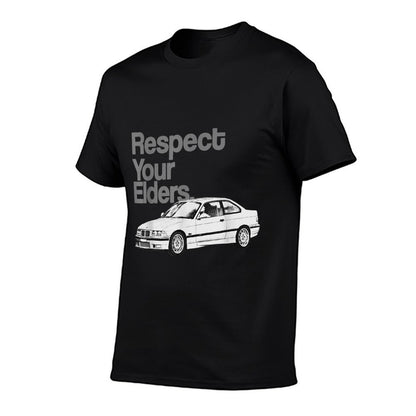 Russ Designs Respect Your Elders Vintage Euro - 3 Unisex Adult Black Cotton Polyester S  Breathable T-Shirt