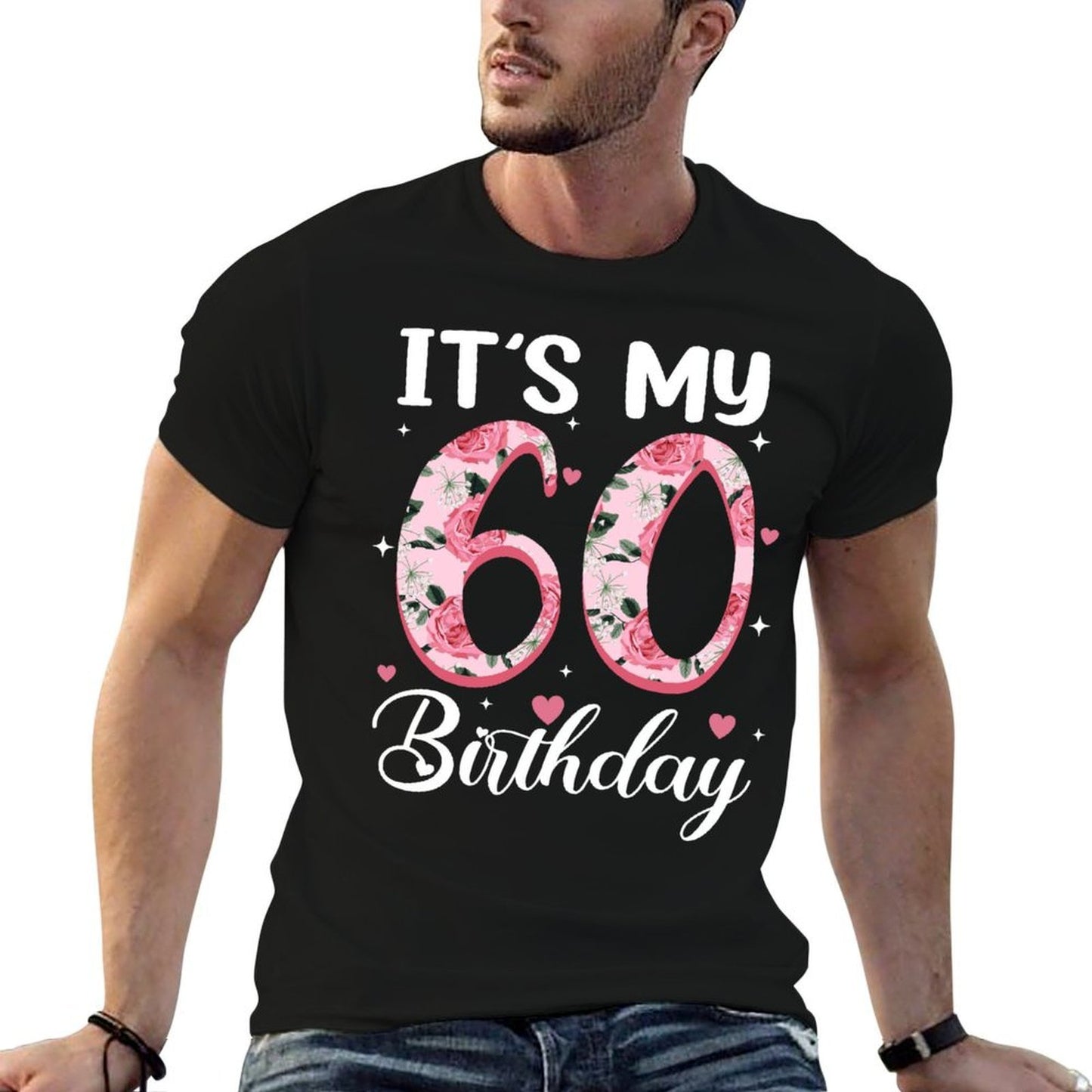 It&#39;s My 60th Birthday Flowers 60 Year Old Party Women  Oversized Silhouette T-Shirt
