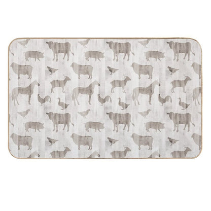 Farm Animals - Light Barn Wood  Odorless Bath Mat