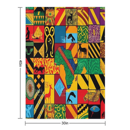 Traditional Brilliance Patchwork of Colorful African Fabrics Durable Throw Blanket