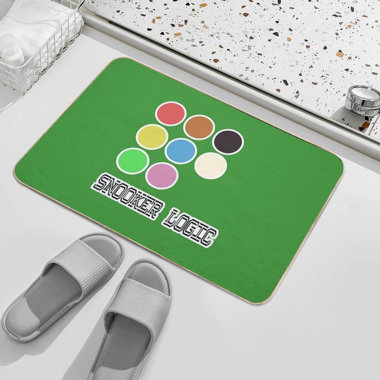 Snooker Logic Ball Pattern Design  Minimalist Colorful Cue Sports Graphic  Easy To Clean Bath Mat