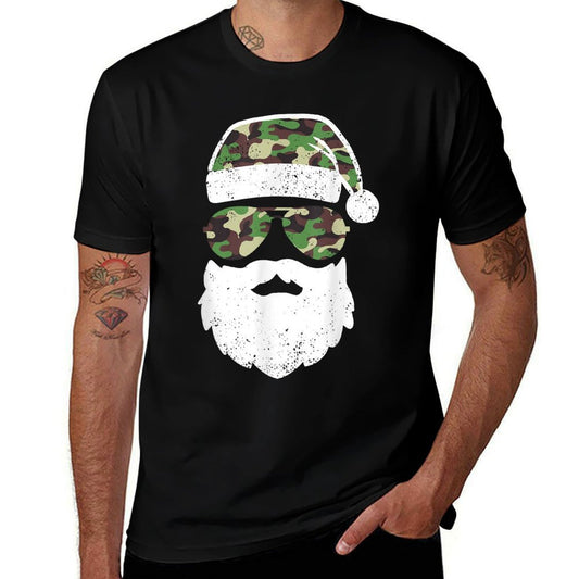 Camo Santa Claus Sunglasses Kids Camouflage Funny Camo Boys  Tagless Design T-Shirt