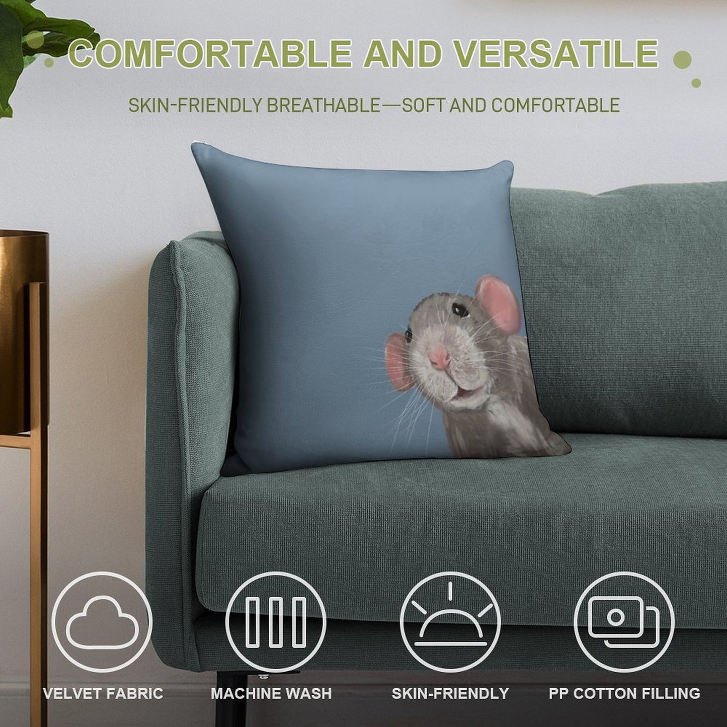 The Peeking Rat Soft Gift Ready Throw Pillow