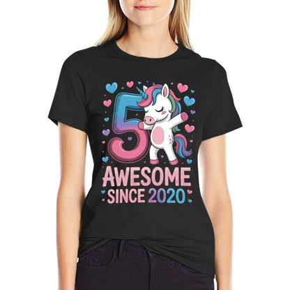 Awesome Since 2020 Dabbing Unicorn 5th Birthday Party  Affordable Price T-Shirt