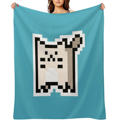 White Pixel-Cat Easy Care Throw Blanket