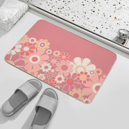 Retro Garden Flower Cuff Mauve Peach Vintage Contemporary Aesthetic Floral Pattern  Rapid-Drying Bath Mat