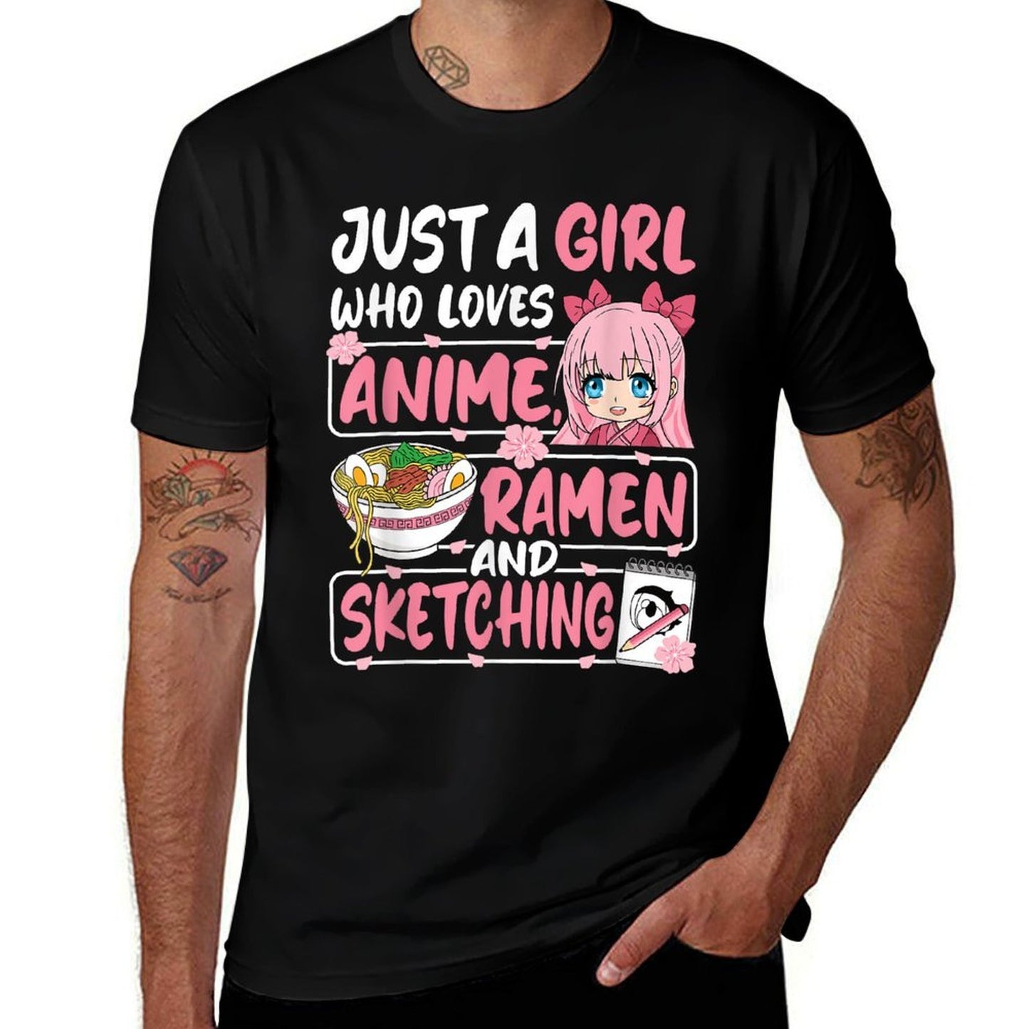 Just A Girl Who Loves Anime Ramen And Sketching Japan Otaku  Lightweight T-Shirt
