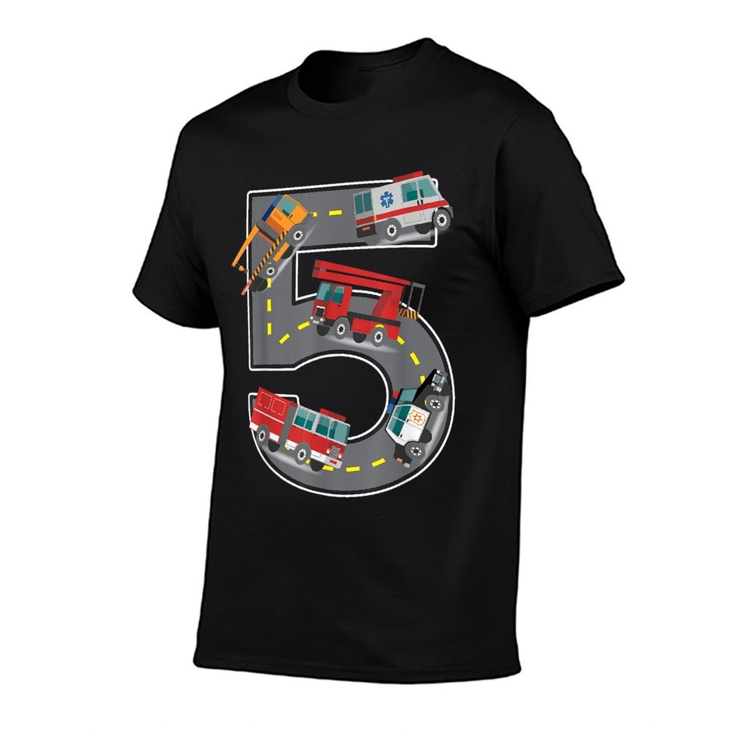 Five Year Old 5th Birthday Fire Truck Ambulance Police Car  Versatile T-Shirt