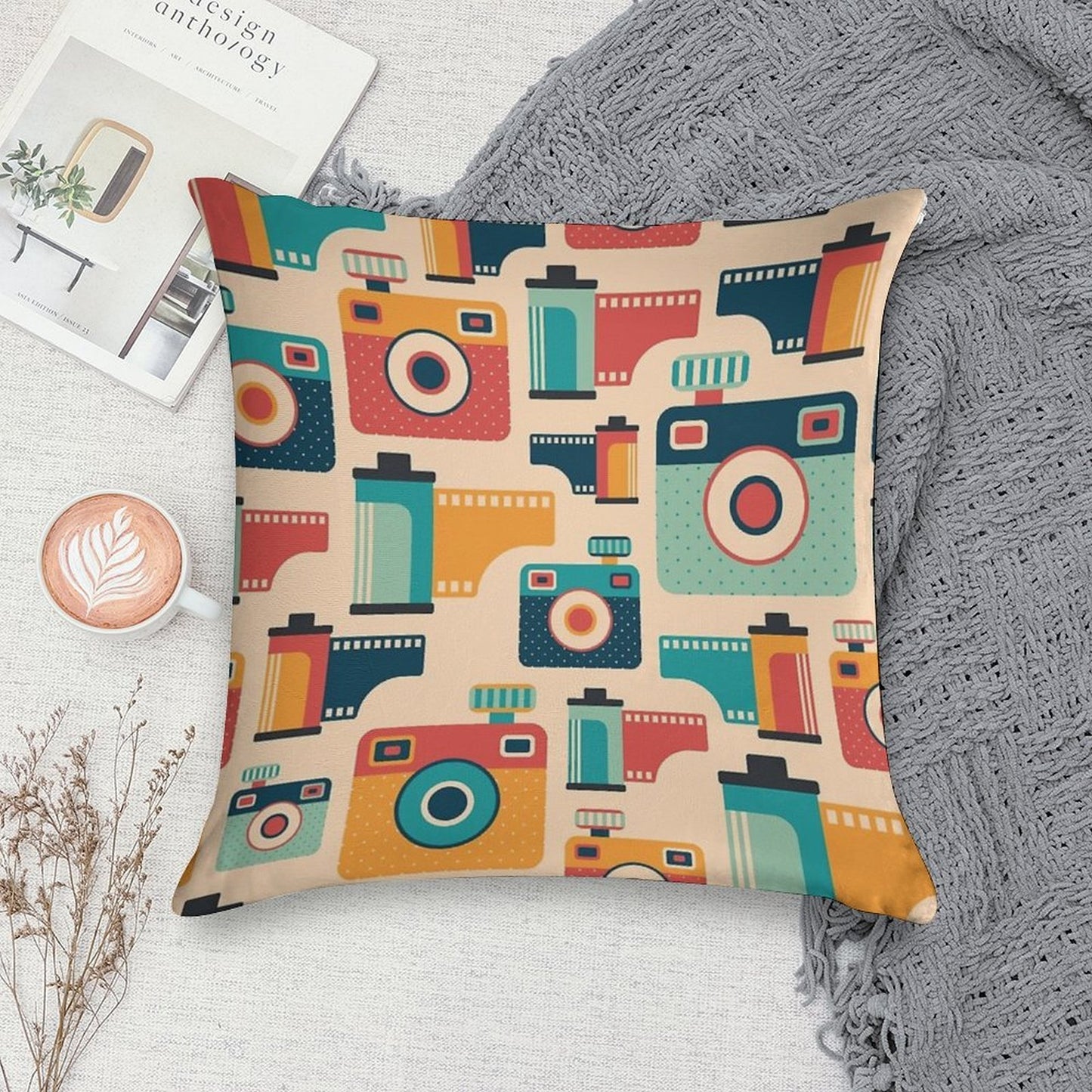 Film Rolls And Cameras Soft Luxury Feel Throw Pillow