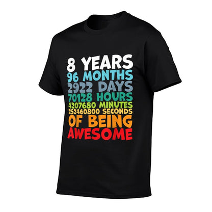 8 Year Old BDay Decorations Son Boy 8yr 8th Birthday  Rolled Sleeves T-Shirt