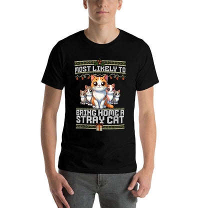 Most Likely To Bring Home A Stray Cat Family Matching Xmas  Quick-drying T-Shirt