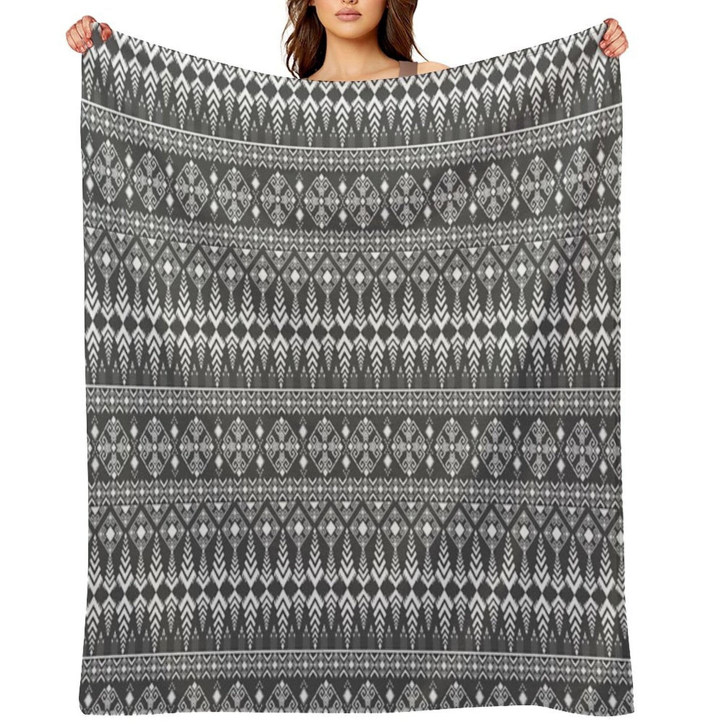 Abstract Geometric Pattern on Gray Background Premium Throw Blanket