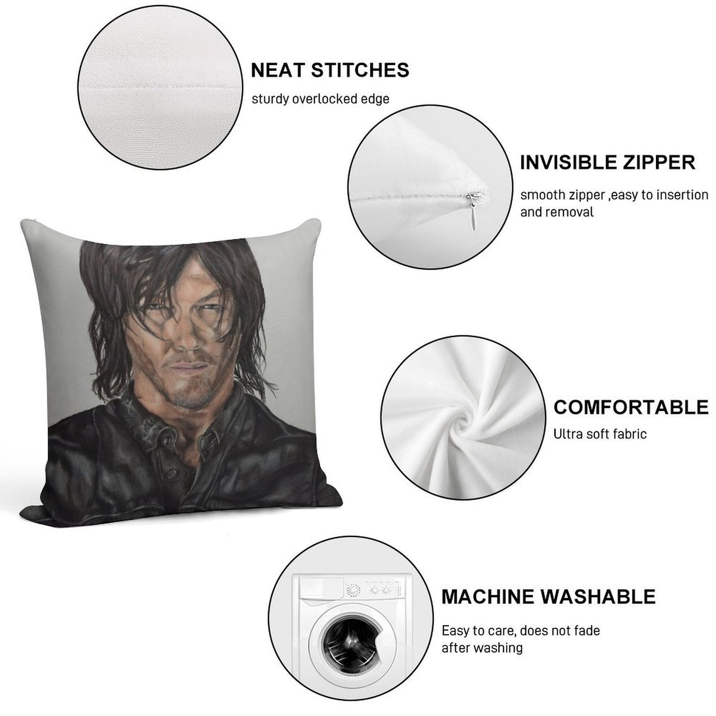 Daryl Dixon Soft Home Decor Throw Pillow