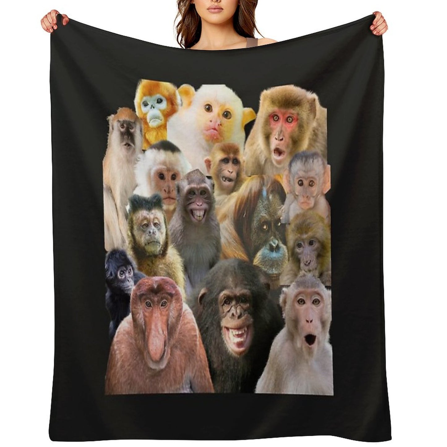 Monkies Smiles Sustainable Throw Blanket