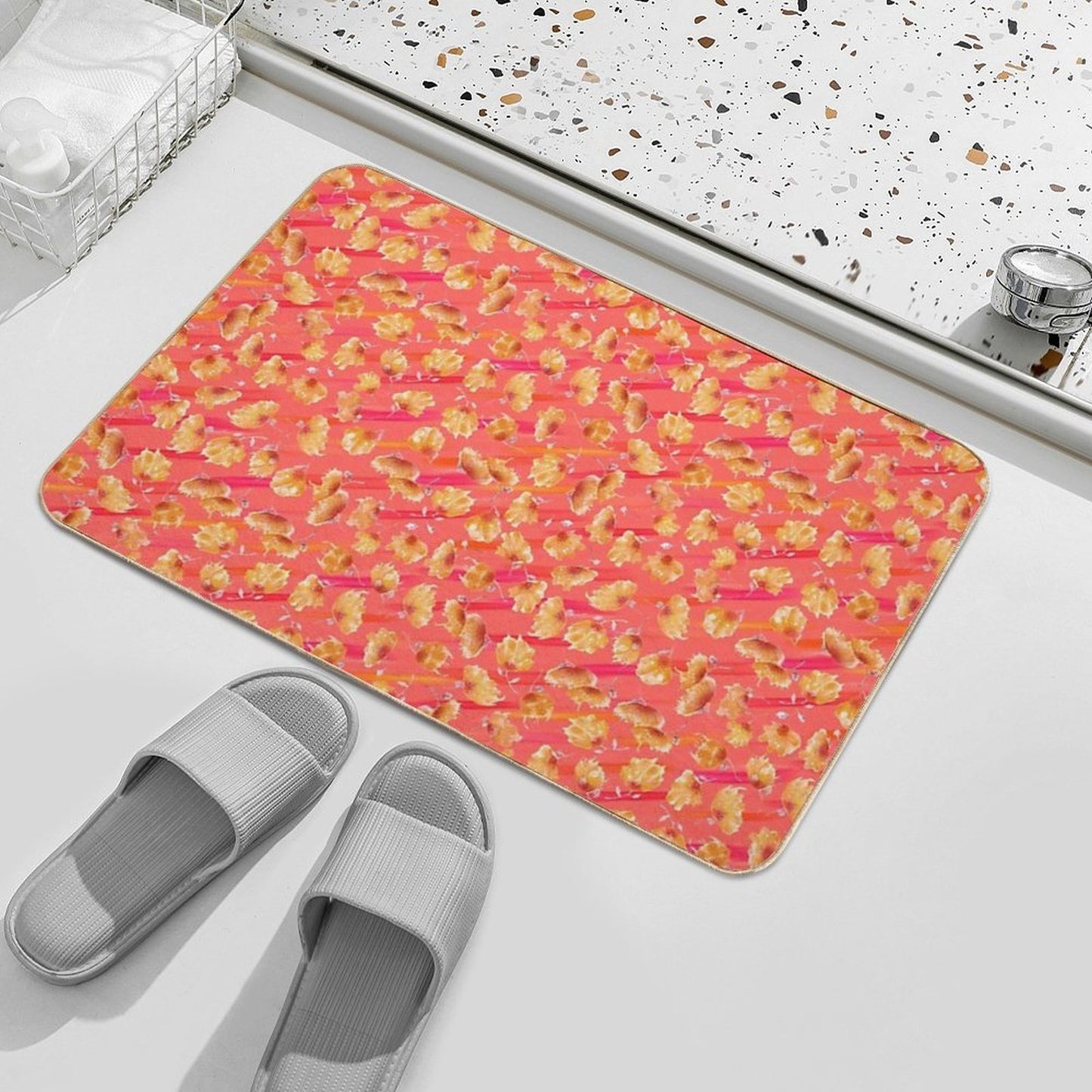 Watercolor Painted Flowers with Diagonal Accents – My Garden, My Rules, My Bloom  Versatile Bath Mat