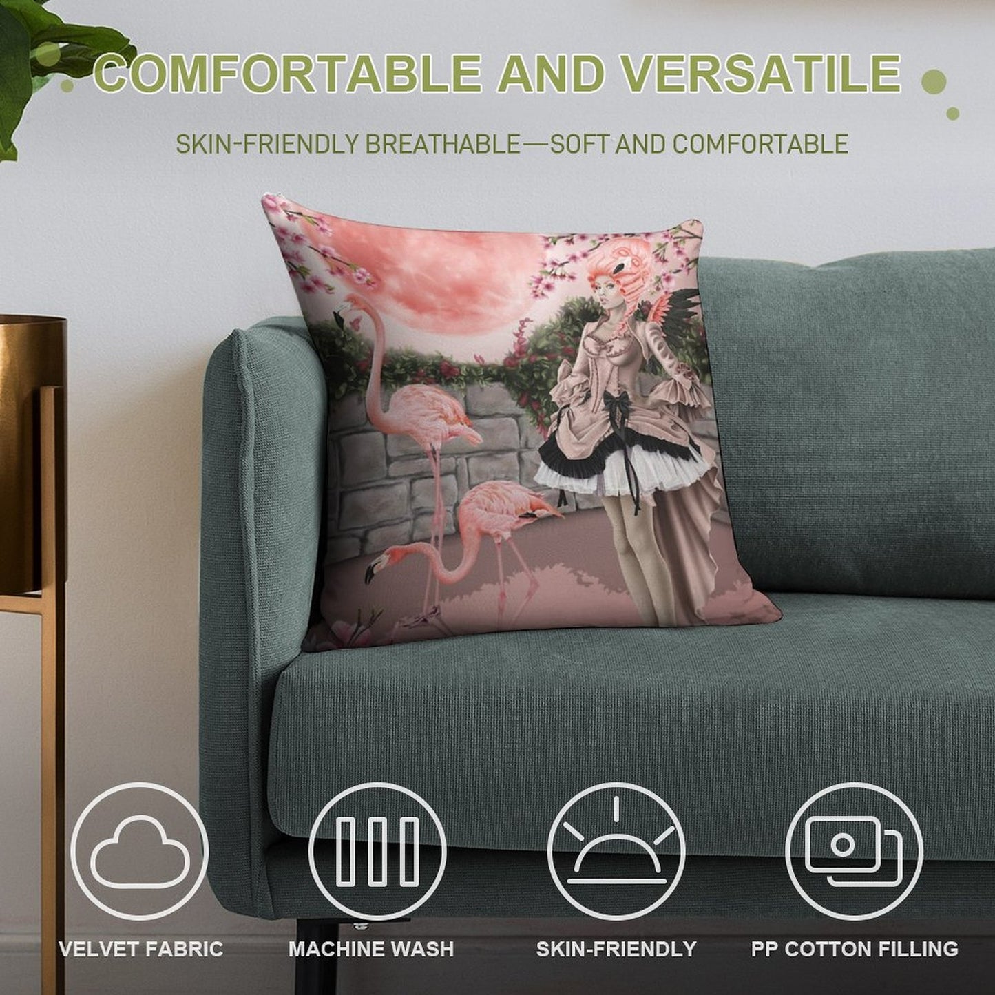 Flamingo Fairy - Pink Moon Soft Home Decor Throw Pillow