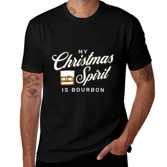 My Christmas Spirit Is Bourbon for Funny Whiskey Drinker  Oversized Silhouette T-Shirt