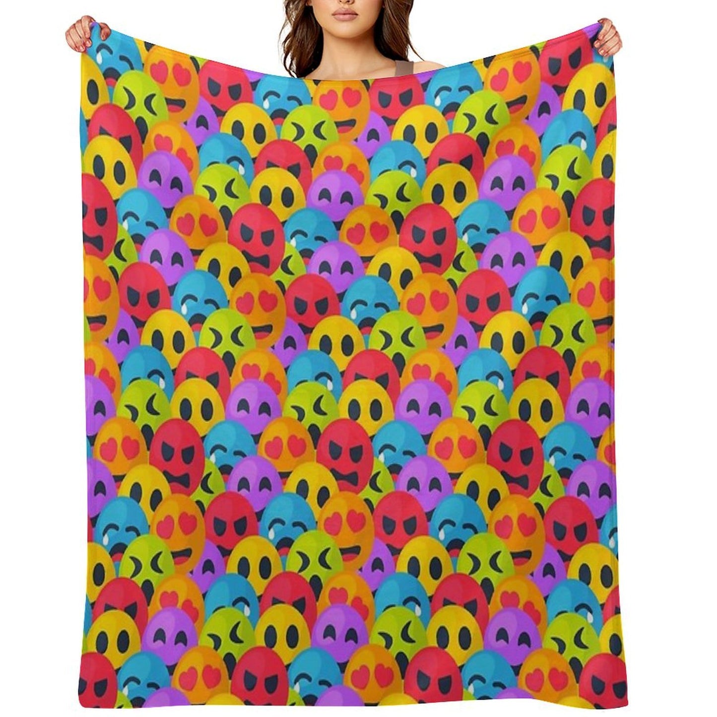 A Lot of Emojis Are Looking at You Eco-conscious Throw Blanket