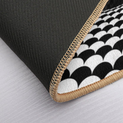 Optical Illusion Black And White Scales Houndstooth Black Hole Vortex  Stain-Proof Bath Mat