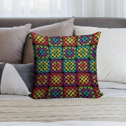 Crochet Granny Square Yarn Pattern Soft Skin-Friendly Throw Pillow
