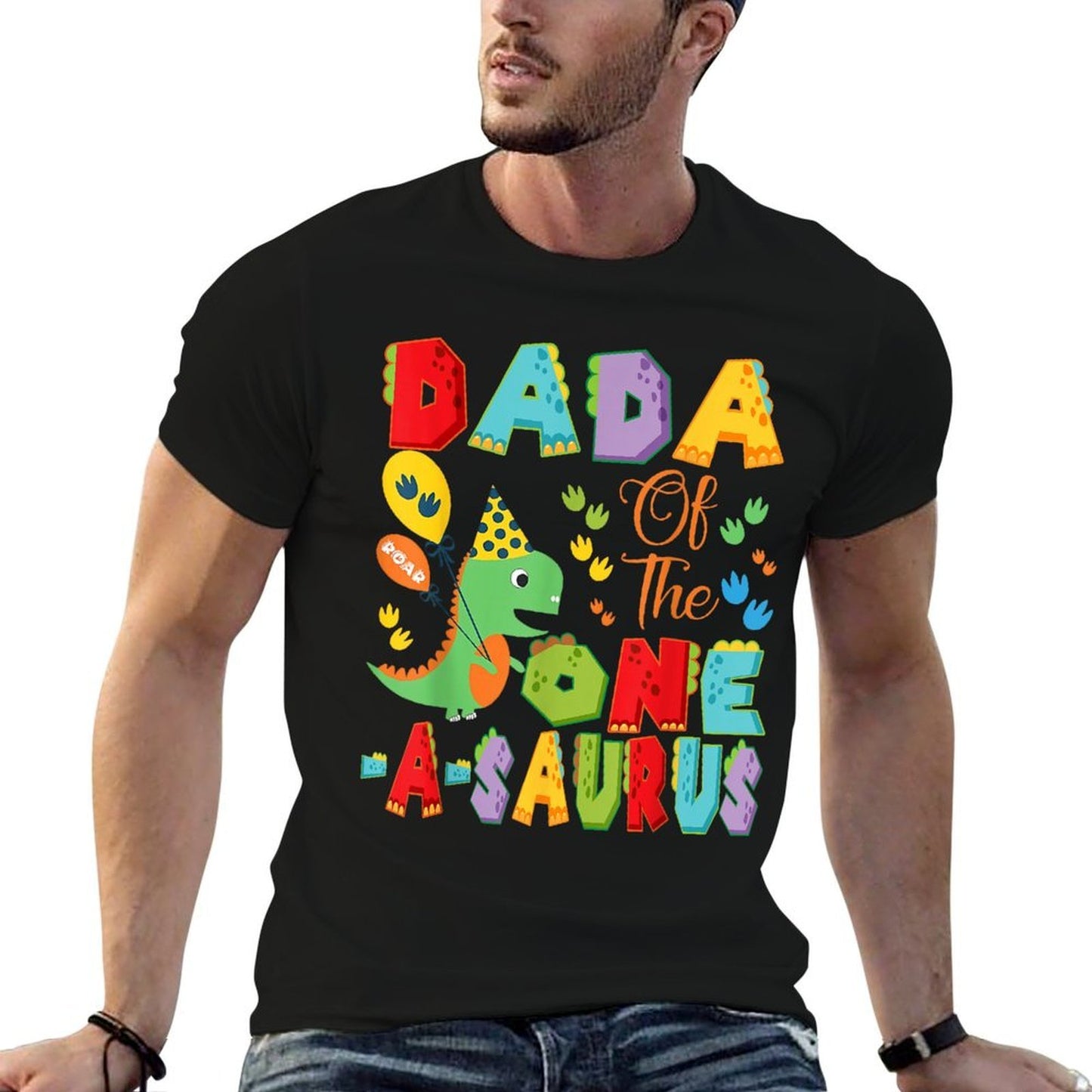 Dada Of The One-A-Saurus 1St Birthday Boy Dinosaur  Summer-ready Fabric T-Shirt