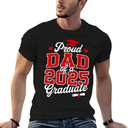 Proud Dad of A Class of 2025 Graduate Senior Graduation  Ribbed Collar T-Shirt