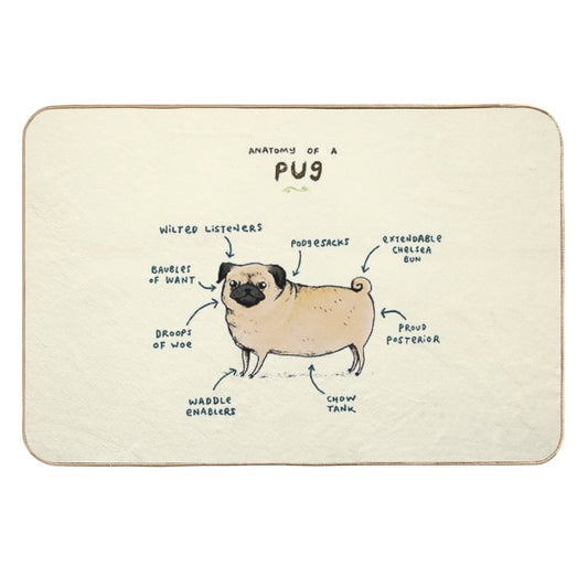 Anatomy of A Pug  Long-Lasting Bath Mat