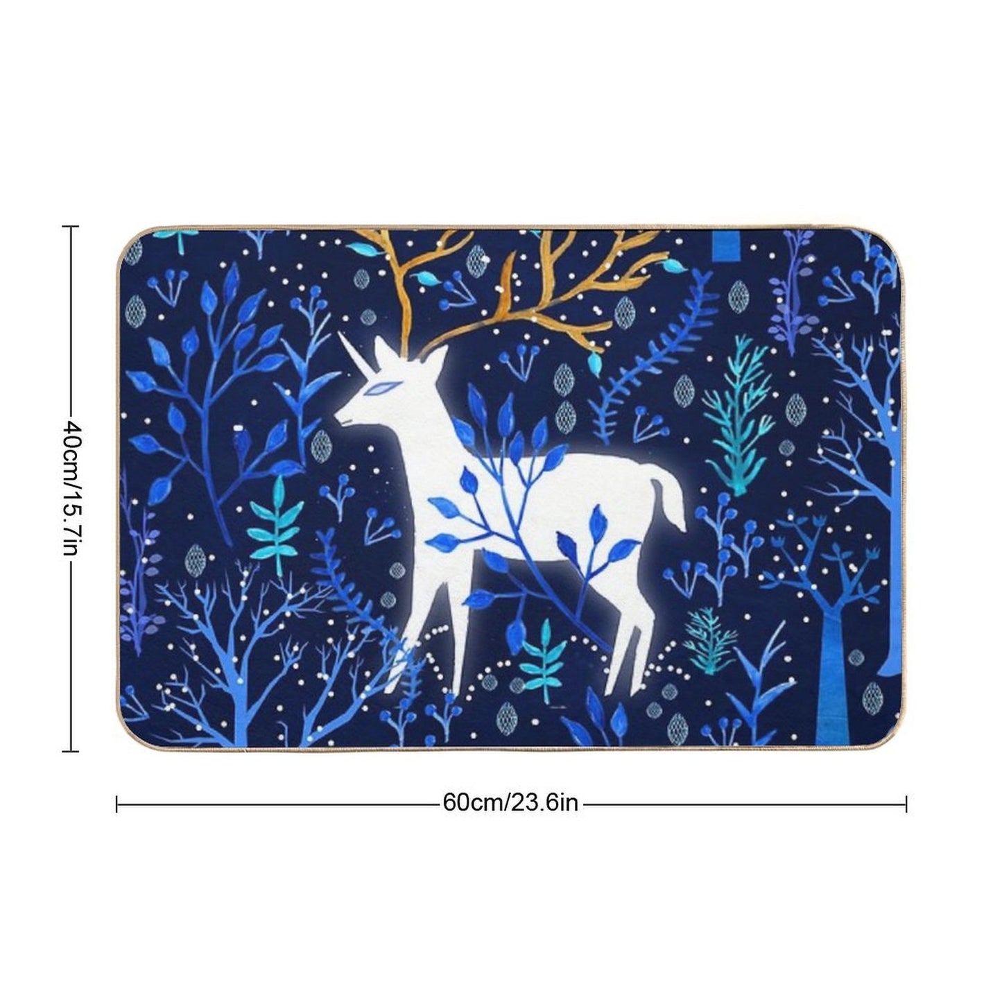 Deericorn In Blue  Non-Slip Bath Mat