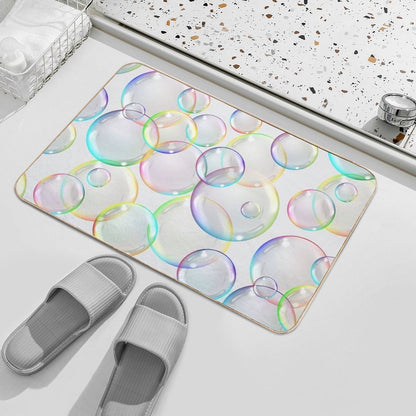 Simply Bubbbles...This Is A Simple And Pretty Bubble Pattern with Translucent Rainbow Colors  Easy To Clean Bath Mat