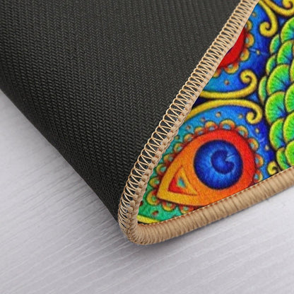 Colorful Paisley Peacock Rainbow Bird  Rapid-Drying Bath Mat