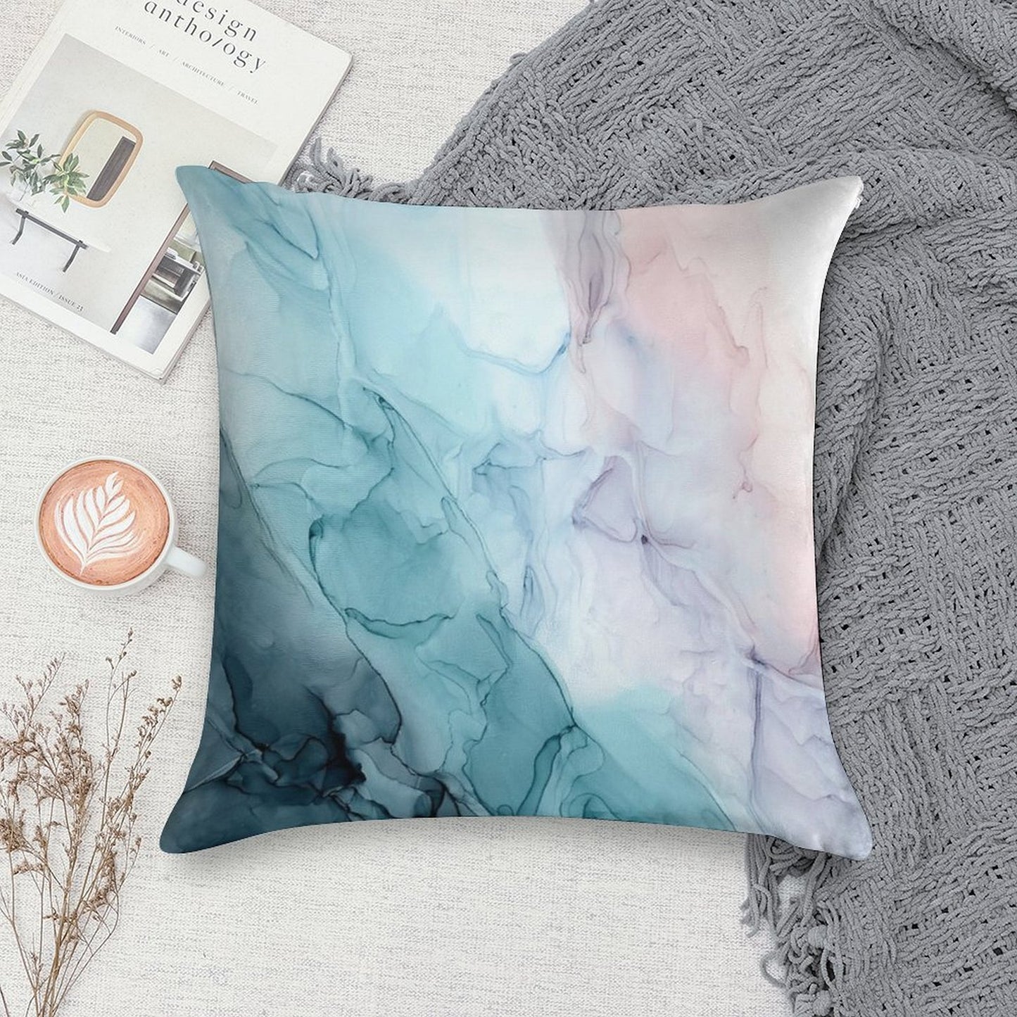 Beachy Pastel Flowing Ombre Abstract 1 Soft Skin-Friendly Throw Pillow