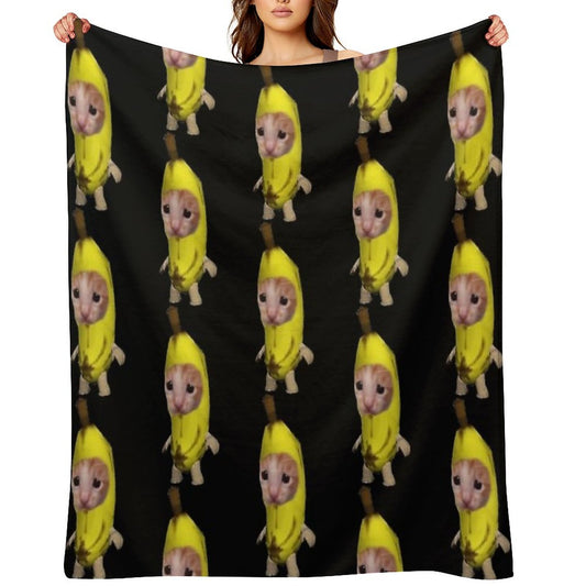 Banana Cat Eco-conscious Throw Blanket